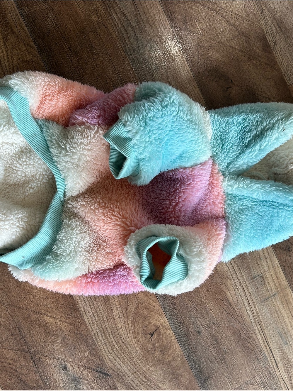 Dogs Spark Paws Rainbow Sherpa Hoodie - Pastel Multicolor Sz L
